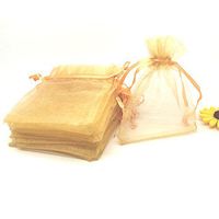 100pcs 4x6 Inches Drawstrings Organza Gift Candy Bags Wedding Favors Bags (Gold)