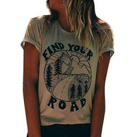 Xia&Han Women's Print Short Sleeve Fit Tunic O Neck Shirts Loose Blouse Casual Pullover Tops for Summer Yellow