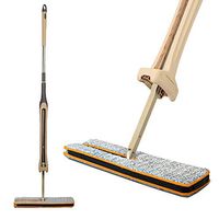 Flat Microfiber Mop Flip Mop Dry Wet Floor Cleaning Kit Self-Wringing Double Mop Pad Hand-Free Wash 360 Rotating Head for Hardwood Tile Home Office Kitchen