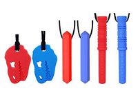 Chew Necklace by GNAWRISHING - 6-Pack （ Dinosaur, Diamond and Building |Block）- Perfect for Autistic, ADHD, SPD, Oral Motor Children, Kids, Boys, and Girls (Tough, Long-Lasting)