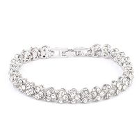 JSPOYOU Bracelets for Women Roman Style Woman Crystal Diamond Bracelets Gifts Silver