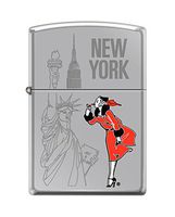 Zippo Windy Girl New York Liberty HP Chrome Windproof Pocket Lighter NEW