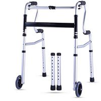 Walking Frame Hmhope with 2 Wheels Non-Slip Handle Hi-Riser Folding Height Adjustable Lightweight Aluminium