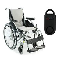 Karman S-Ergo 115 Ultra Lightweight Ergonomic Wheelchair | Seat Size 18" X 17" | Swing Away Footrest | Fixed Wheels in Silver & Free 130 dB Black Personal Safety Alarm/Siren!