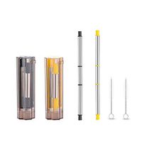Collapsible Reusable Straws Stainless Steel Metal Drinking Straw Portable Straw with Case(YellowGray)
