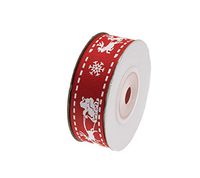 ATRibbons 20 Yards 3/4 Inch Elk Sleigh Printing Grosgrain Ribbon Christmas Red and Green Ribbons for Gift Wrapping and Holiday Decorations,10Yards/Spool x 2 spools (Red)