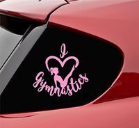 Slap-Art I Heart Gymnastics Vinyl Decal Sticker (Soft Pink)