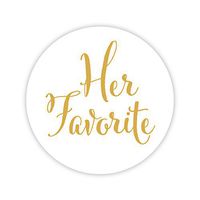 Her Favorite Wedding Stickers, Choose Your Colors, Wedding Favor Stickers (Golden on Matte - Her Favorite) (403-GN)