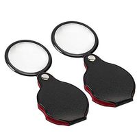 Wapodeai 2pcs 10x Small Pocket Magnify Glass Premium Folding Mini Magnifying Glass with Rotating Protective Leather Sheath, Apply to Reading, Science, Jewelry, Hobbies, Books, 1.96in