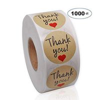 Thank You Stickers Roll,1.5" Kraft Paper Circle Labels, Thank You Adhesive Label for Baby Shower/Wedding/Birthday/Party, 1000 Stickers per Roll, Round Shape,1-1/2 Inch