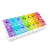 Weekly Pill Organizer, Two Times a Day Pill Box Case, BPA Free 7 Day Travel Large Compartment Medicine Organizer to Hold Vitamin, Fish Oil Container Dispenser with Tray Design