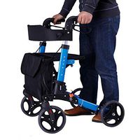 AKBQ Elderly Aluminum Travel Belt Wheel Seat and Sitting Walker Four Wheel Multi-Purpose Shopping Cart with Hand Brake and Storage Bag