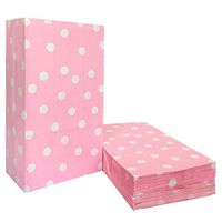 50 PCS Polka Dot Paper Bags Pink Paper Goodie Bags for Party Supplies by ADIDO EVA（9.4 x 5.1 x 3.1 in Pink）