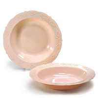" OCCASIONS" 40 Bowls Pack, Vintage Party Disposable Wedding Party Plastic Bowls (10 oz Soup Bowl, Portofino Blush/Antique Rose)