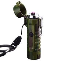 Waterproof Lighter USB Plasma Lighter Rechargeable Electric Lighter Waterproof with Flashlight Flameless Lighter Windproof Arc Lighter for Outdoor Camping Hiking (Camouflage)