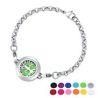 HOUSWEETY Aromatherapy Essential Oil Diffuser Bracelet-Stainless Steel Locket Pendant,12 Refill Pads