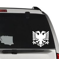 GottaLoveStickerz Albanian Flag Eagles Permanent Vinyl Decal Sticker for Laptop Tablet Helmet Windows Wall Decor Car Truck Motorcycle - Size (05 Inch / 13 cm Wide) - Color (Gloss White)