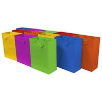 10x5x13" 12 Pcs. Large Multi Neon Color Paper Gift Bags with Handles, Party Favor Bags for Birthday Parties, Weddings, Holidays and All Occasions