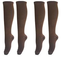 ASRocky Graduated Compression Socks Anti-Fatigue Antimicrobial Calf High Below Knee Mens Womens Sock Leg Foot Ankle Heel Support Pain Relief Stockings Reduce Swelling (2 Pair, Sm/Med, Brown)