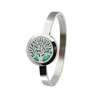 Aromatherapy Essential Oil Diffuser Tree of Life Magnetic Solid Pendant 25mm Perfume Stainless Steel Bracelet for Oils