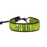 Meidexian888 Handmade Bracelet,Creative Emperor Stone Handmade Cowhide Adjustable Bracelet Men And Women Jewelry (Green)