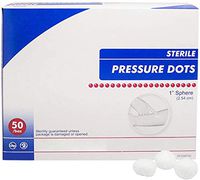 AMZ Pressure Dots 1". Pack of 50 Non-Woven Gauze Spheres for Insertion Site. Soft and Absorbent. Medical Disposable Spheres. Sterile Gauze. White, Single Use, Latex-Free.