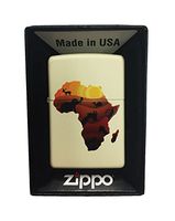 Zippo Custom Lighter - African Animals - Regular Cream Matte