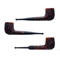 Straight Spot Carved Genuine Briar Tobacco Pipes - 3PK