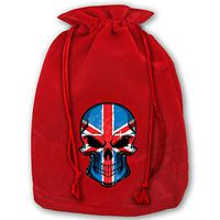 Watercress Jam Personalized Mini Drawstring Red Santa Sack British Flag Skull Package Party Favor Bags for X-mas 13.8"x 17.7"