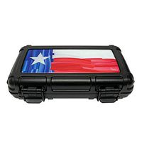 Cigar Caddy Turano Flag Series Travel Humidor, 5 Cigar Capacity, 1 Humidifier Disc in Lid, Airtight, Waterproof to 100 Feet Deep, Stainless Steel Latch Hinges, Texas Flag