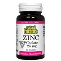 Natural Factors - Zinc Chelate 25mg, Support for Healthy Skin & Immune Function, 90 Tablets