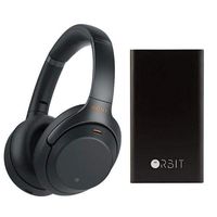 Sony WH-1000XM3 Wireless Noise-Canceling Over-Ear Headphones, Black - with Orbit Powerbank Charger and Bluetooth Tracker, Black