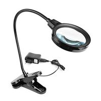 Desktop Clip Magnifying Glass 6X with 12 LED Lamps Reading Illumination Multifunctional Magnifier for Maintenance Industry Workbench Phone Motherboard Repair