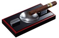 Visol Hydra Wooden Cigar Ashtray, Black and Red