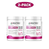 Nutrii Grass-Fed Hydrolyzed Collagen Peptides Protein Powder, Anti-Aging Skin, Joint, Hair, Skin, Supplement, Build Lean Muscle, Restore Natural Energy, 11.1 oz, 30 Servings, Blueberry-Pom (2 Pack)
