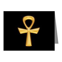 Note Cards (10 Pack) Egyptian Gold Ankh Black