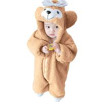 kaiCran Super Cute Baby Romper Long Sleeve Cartoon Jumpsuit Winter Warm Onesie Outfits 18M-6T (Khaki, 110(4-5 Years))