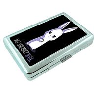 Never Sarcastic Bunny Em1 Hip Silver Cigarette Case Id Holder Metal Wallet 4" X 2.75" RFID Protection