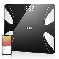 DEIK Body Fat Scale, Bluetooth Bathroom Scale with Smartphone APP, 18 Body Composition Measurement, High Precision Sensors, LCD Backlit Display, Include 3 AAA Batteries, Black
