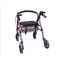 Yadianna Cozy Elderly Walking Walker, Four-Legged Armrest, Walking Auxiliary Medical Device with Seat Plate Basket Non-Slip Walking Stick with Hospital