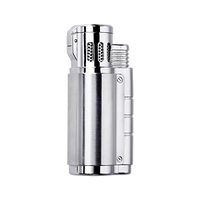 HOUSWEETY Triple Jet Flame Butane Cigarette Torch Lighter, Silver