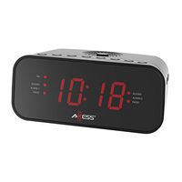 Axess CKRD3803 1.2" Red LED Display Clock with Digital AM/FM Radio, Dual Alarm Settings, Calendar Function, Aux Input Jack,  Battery Backup for Power Interruption (Batteries not Included)