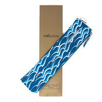 Straw Case for Reusable Straws (Metal Straws, Silicone Straws, Glass Straws), Cutlery, Silverware, Utensils - Easy to Clean Reusable Straw Pouch - Blue Waves - by StrawSak