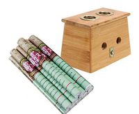 WellieSTR 10pcs Moxibustion Moxa Sticks Healing Therapy+Bamboo Roll Holder Moxibustion Moxa Box Acupuncture Points Chinese Massage Device