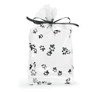 Small Black Animal PAW Print 7x2x3" Cello Cellophane Party Treat Food Snack Bags (25 ct)