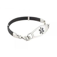 N Style ID PRE-Engraved “Penicillin Allergy” Triple Skyway Medical Alert Bracelet - Black 8.25