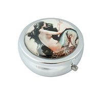 Halulu Mermaid Custom Fashion Round Glass Pill Case 2.1 Inch Tablet Holder Storage Bag Wallet
