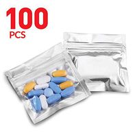 100 Pack 3”x2” Mylar Smell Proof Medicine Bags - Ziplock Accessory Bags with Double Tip Permanent Marker; Pill Pack Baggies for Medicine, Jewelry, Hardware, More; Strong Zipper Sealed Pill Pouches