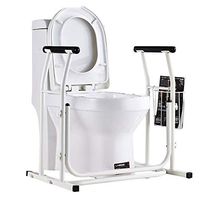 Toilet Surround Frame with Magazine Rack, Free Standing Toilet Grab Bar for Elderly Disabled Anti-Slip Bathroom Safety Handrail Assist Device