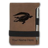 Mini Notepad, Alligator, Personalized Engraving Included (Dark Brown)
